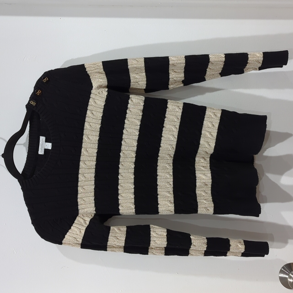 Black and Cream Striped Sweater
